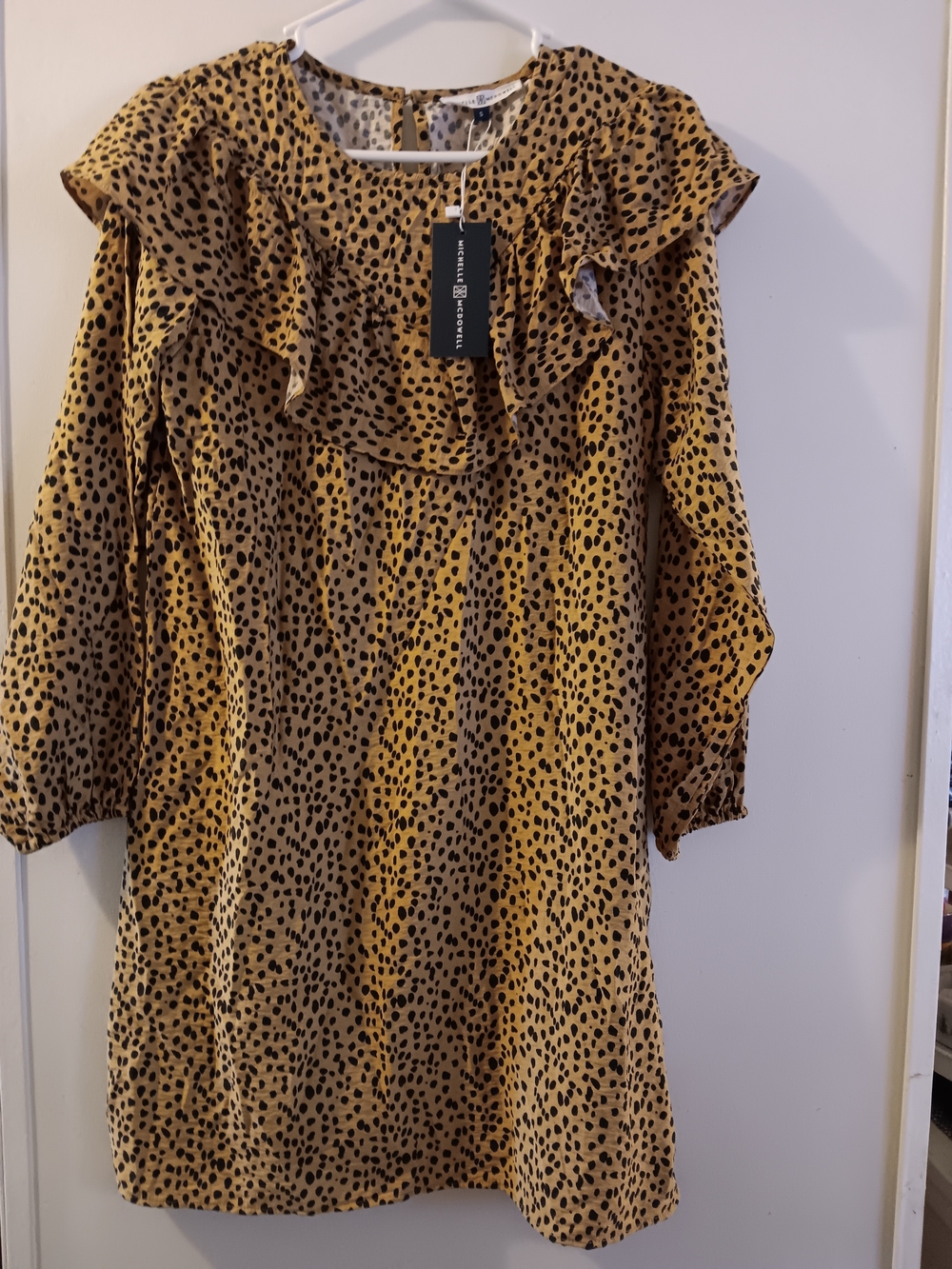 Lost In The Wild Leopard-Print Ruffle Mini Dress New With Tags
